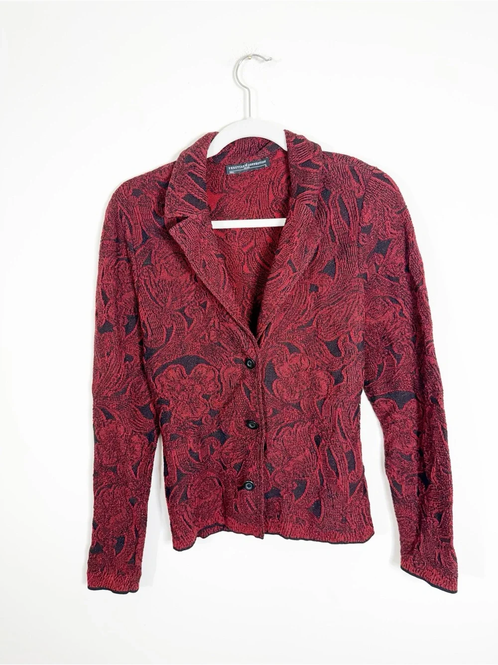 Peruvian Connection Rosemead Knit Jacket Red Small
